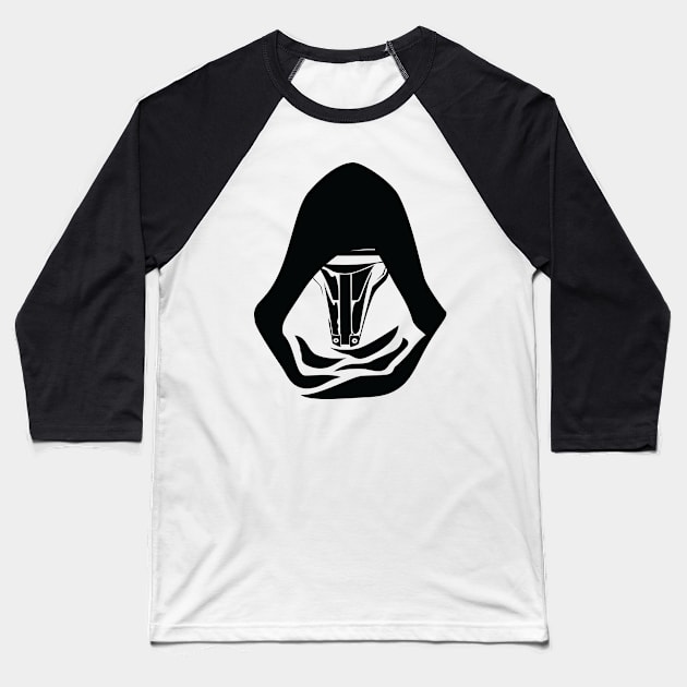 Darth Revan Mask – in Black Baseball T-Shirt by HelveticaHero